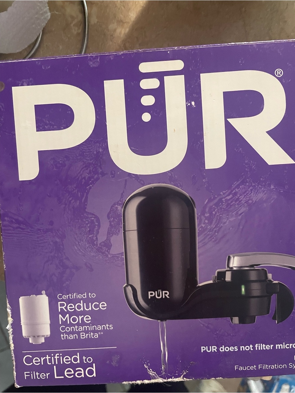 New NIB PUR Black Sink Faucet Filter